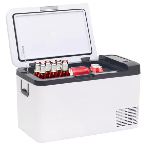 vidaXL Kylbox med handtag och adapter 25 L svart och vit PP & PE