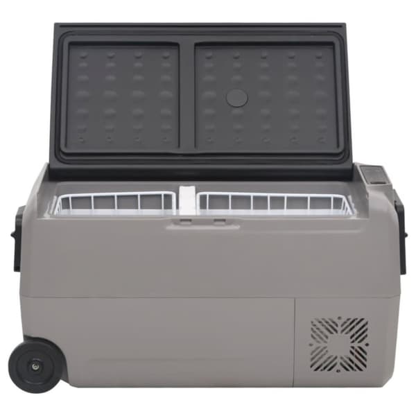 vidaXL Kylbox med hjul och adapter 50 L svart & grå PP & PE