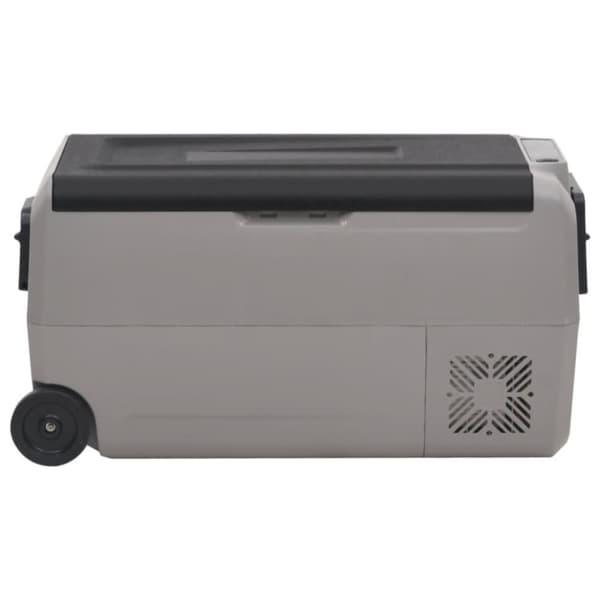 vidaXL Kylbox med hjul och adapter 50 L svart & grå PP & PE