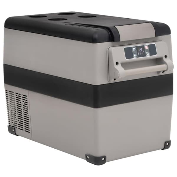 vidaXL Kylbox med handtag och adapter 35 L svart och grå PP & PE