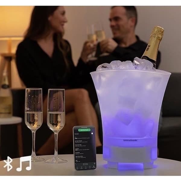 MODEZVOUS - LED-belysning ishink - Laddningsbar Bluetooth-högtalare Champagne Öl Vinhink - 7 färger LED-isbricka