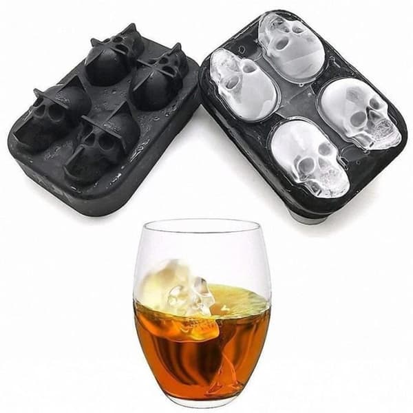 Vinkylare, 3D Skull Ice Cube Form, Festverktyg, Choklad Silikon Ice Cube Fack - Svart Typ