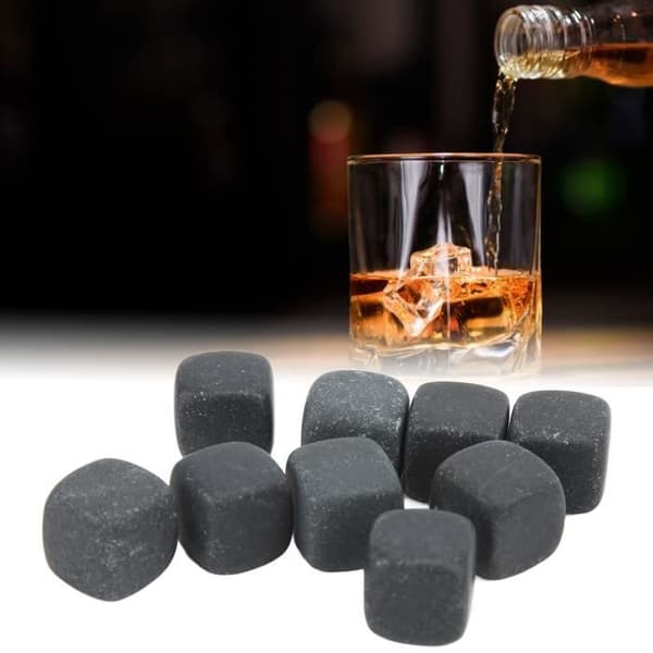 GOTOTOP Basalt Whisky Stones Set Basalt Whisky Stones Set med förvaringspåse för Whisky Cognac