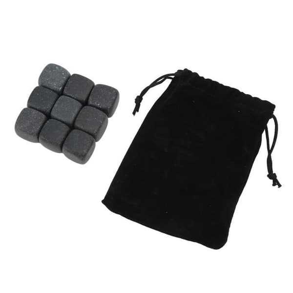 GOTOTOP Basalt Whisky Stones Set Basalt Whisky Stones Set med förvaringspåse för Whisky Cognac