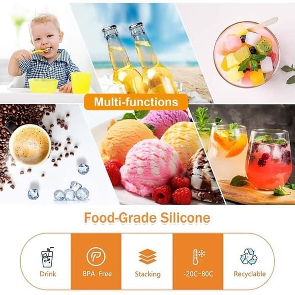 Iskubsbricka, iskubsformar med lock, premium silikoniskubbrickor Runda ishinkar Ice Cube Maker Easy Release