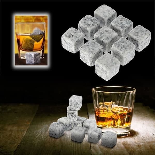 Vinkylare, 100 % naturliga stenar för vinkylare 6st-9st, Whiskystenar - Typ 9st Svart