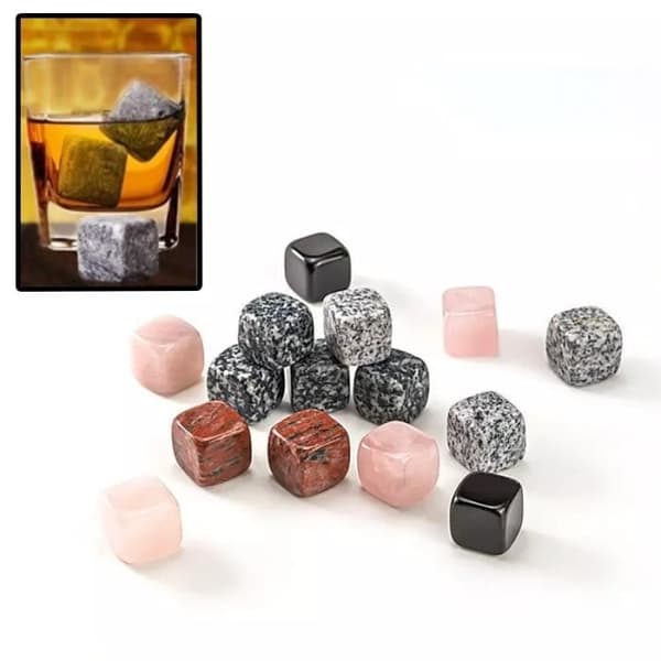 Vinkylare, 5 delar-set Champagne Ice Stones Whiskey Cooling Granit Stones Whisky - Vit Marmor Typ
