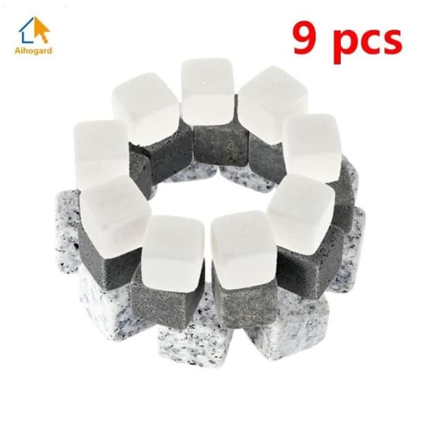 Vinkylare, 9 naturliga whiskystenar,Iced Cubes Whiskey Sipping, Bar Tool, Present - Typ WHITE