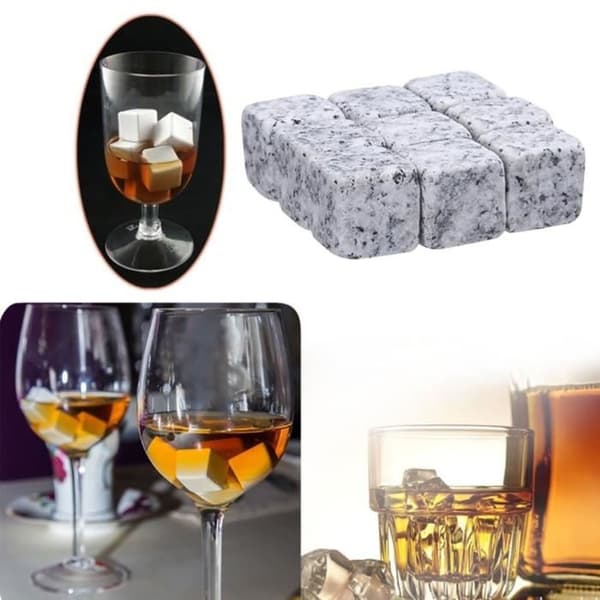 Vinkylare, 9 st återanvändbara whiskystenar, vindryckskylare, Granite Rocks Ice Cube Cooler,