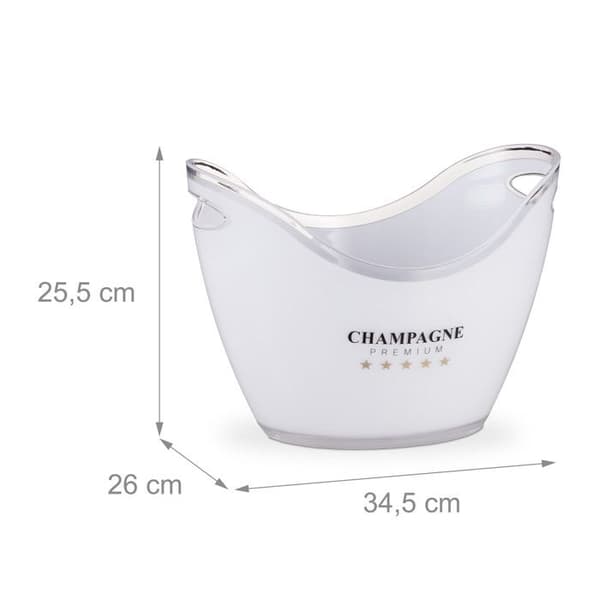 Relaxdays Iskubs, premium champagne, volym 6 liter, kyla drycker, HLP 25,5 x 34,5 x 26 cm, vit