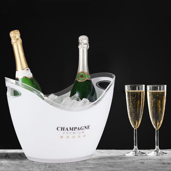 Relaxdays Iskubs, premium champagne, volym 6 liter, kyla drycker, HLP 25,5 x 34,5 x 26 cm, vit