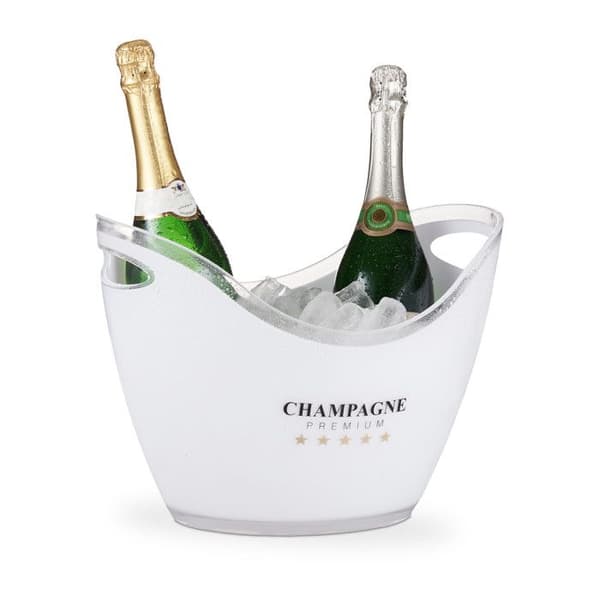 Relaxdays Iskubs, premium champagne, volym 6 liter, kyla drycker, HLP 25,5 x 34,5 x 26 cm, vit