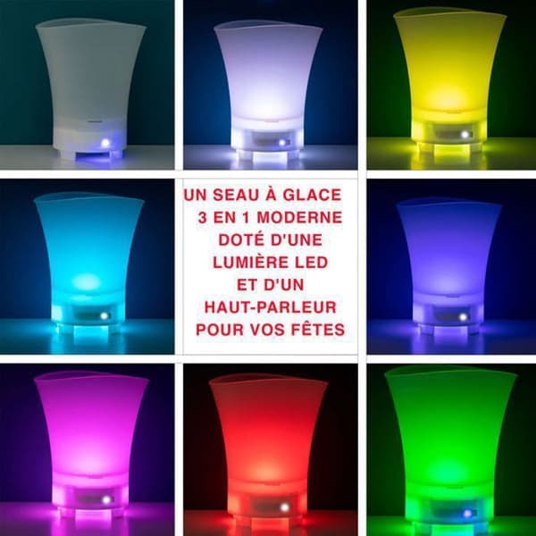 Multifunktionell iskubshink - LED - Bluetooth-högtalare - 7 färger - Laddningsbar - IPX4