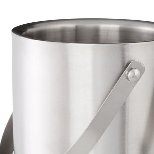 Relaxdays Rund isbuckets med silverfärgad inoxklämma 1,5 liter med lock HxlxP: 17 x 15 x 15 cm, silverfärgad