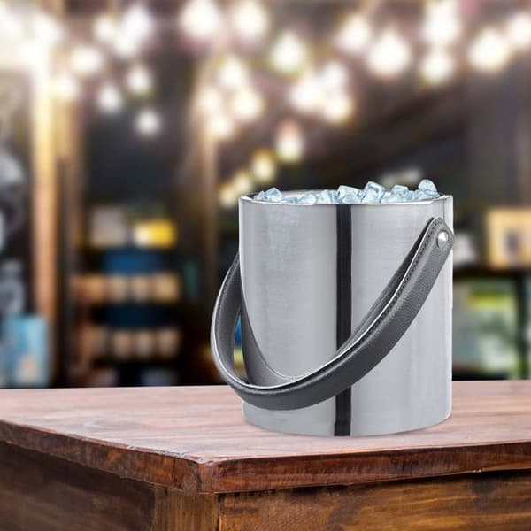 Relaxdays Isolerglas i rostfritt stål, dubbelväggig behållare, med lock, PU-handtag, 1,5 l, silverfärgad
