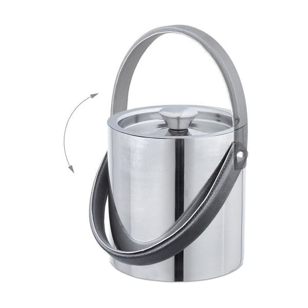 Relaxdays Isolerglas i rostfritt stål, dubbelväggig behållare, med lock, PU-handtag, 1,5 l, silverfärgad