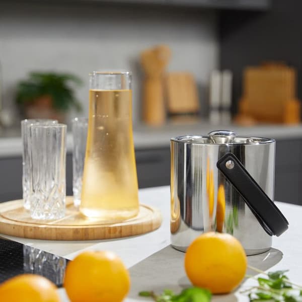 Relaxdays Isolerglas i rostfritt stål, dubbelväggig behållare, med lock, PU-handtag, 1,5 l, silverfärgad
