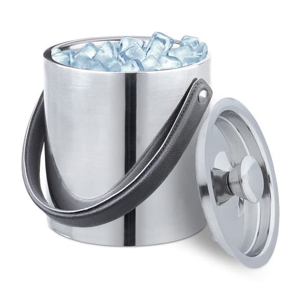Relaxdays Isolerglas i rostfritt stål, dubbelväggig behållare, med lock, PU-handtag, 1,5 l, silverfärgad