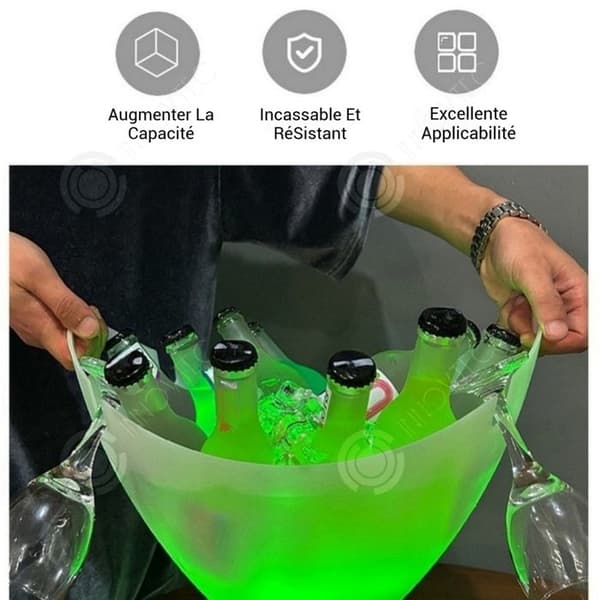 INN Isolierbehälter för is 7L 37,5 x 27 x 30 cm portabel möjlig att hänga upp muggar, färgändrande ljus, bluetooth-musik