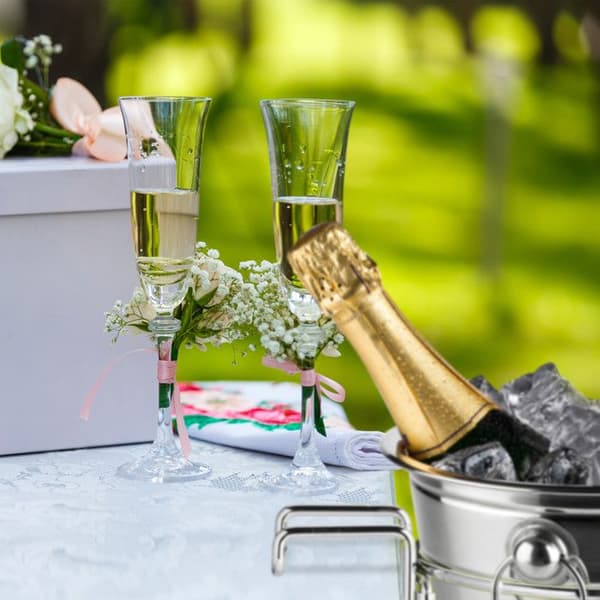 Relaxdays Champagnekylare, för vinkylare med 18 cm i diameter, platsbesparande, järn, silverfärgad