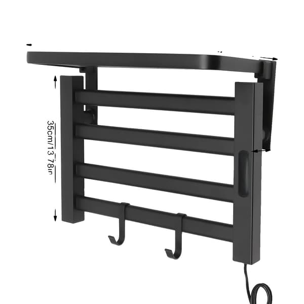 Elektrisk Handdukstork, Rymdaluminium, Väggmonterad, Touchscreen-kontroll,220V, svart, EU