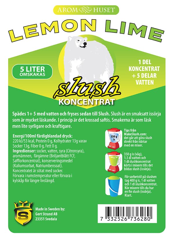 SLUSH Lemon lime koncentrat 5L, spädes 1+5