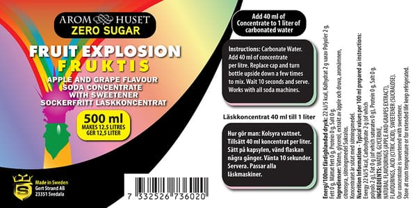 Zero Fruit Explosion Läskkoncentrat till 12,5 L läsk