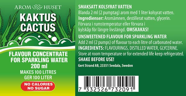 Bordsvattenarom 200 ml Kaktus pumpflaska, 100 liter dryck