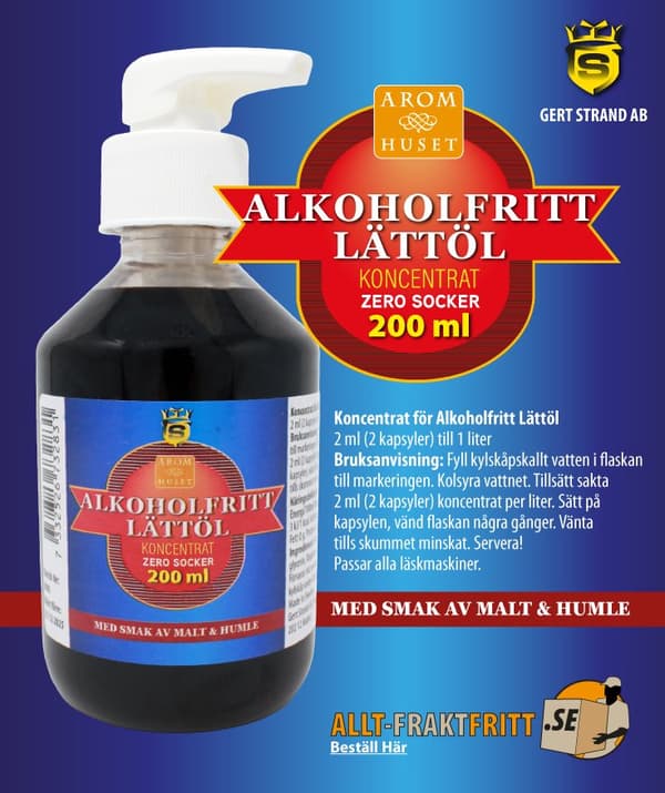 Bordsvattenarom 200 ml Lättöl pumpflaska, 100L