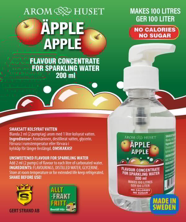 Bordsvattenarom 200 ml Äpple pumpflaska, 100L