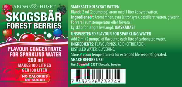 Bordsvattenarom 200 ml Skogsbär pumpflaska, 100L