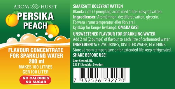 Bordsvattenarom 200 ml Persika pumpflaska, 100L