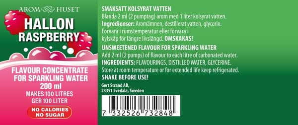 Bordsvattenarom 200 ml Hallon pumpflaska, 100L