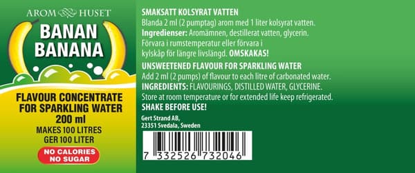 Bordsvattenarom 200 ml Banan pumpflaska, 100 liter dryck