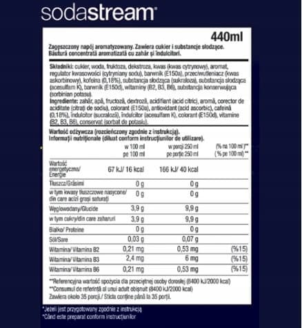 Set med 4 SodaStream-koncentrat Cola+Energy+Grapefrukt+Apelsin-Mango