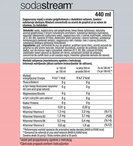 Set med 4 SodaStream-koncentrat Cola+Energy+Grapefrukt+Apelsin-Mango