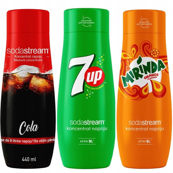 Kolmen SodaStream Cola+7UP+Mirinda tiivisteen setti
