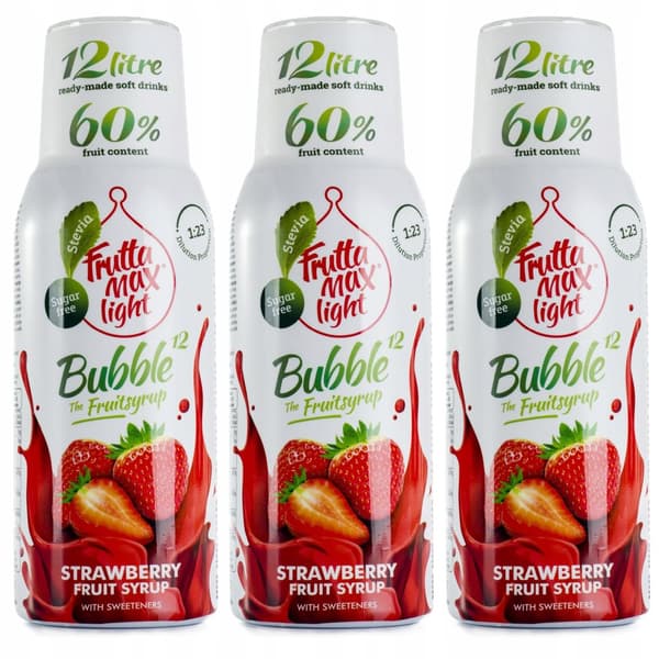 Set med 3 FruttaMax Strawberry Light koncentrat, 500 ml