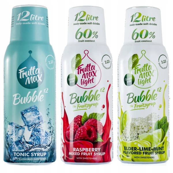 Sæt med 3 FruttaMax Tonic+Hindbær+Lime-Mint Hyldebærkoncentrater