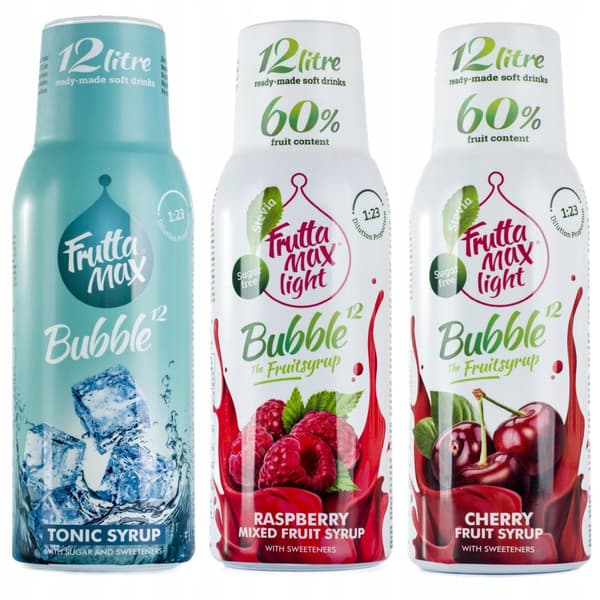 Set med 3 koncentrat FruttaMax Tonic+Hallon+Körsbär, 500 ml