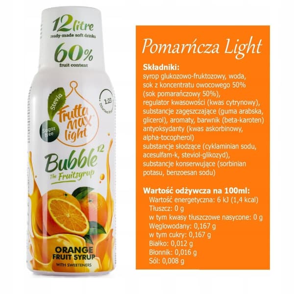 Kolmen FruttaMax-konsentraatin setti Oranssi + Tonic + Lime Mint ilman
