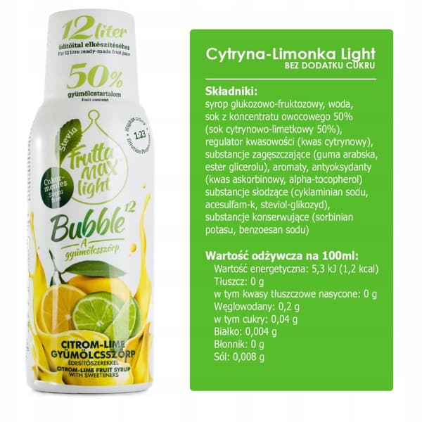 Fruttamax sirapskoncentrat Lemon-Lime Light 500 ml SOCKERFRI