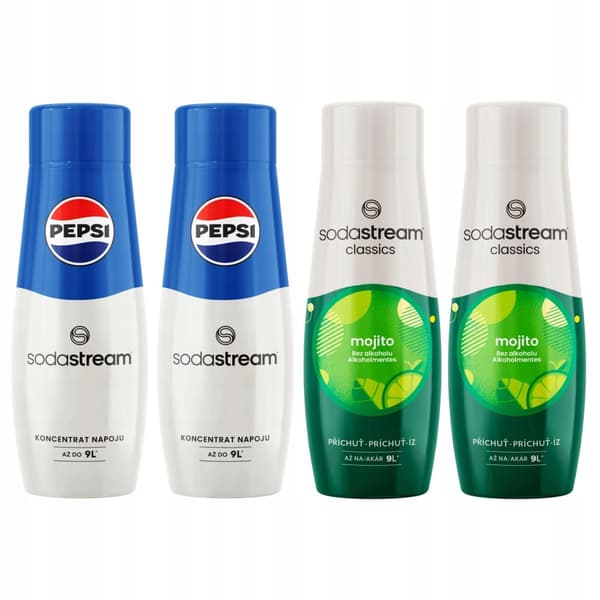 SODASTREAM Pepsi + Mojito -siirapit soodalähteeseen 4 kpl.