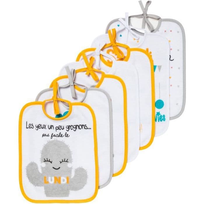 BABYCALIN Set med 7 nyfödda haklappar