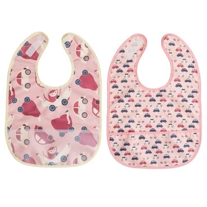 Bib 2-pack Cars, Pink - Den rigtige start
