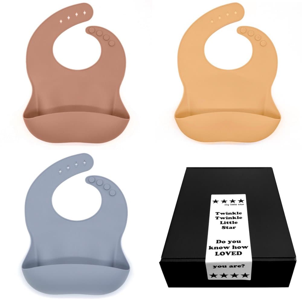 Mjuk Haklapp barn & bebis i Silikon - Latte, Peach & Blue