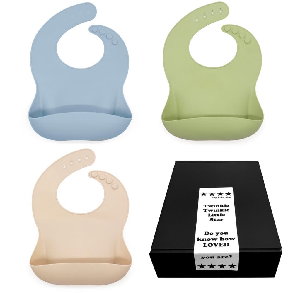 Mjuk Haklapp barn & bebis i Silikon - Blue, Green & Beige