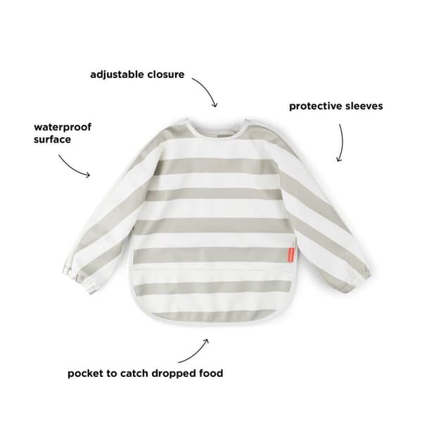 Done by Deer Sleeved pocket bib Stripes Sand