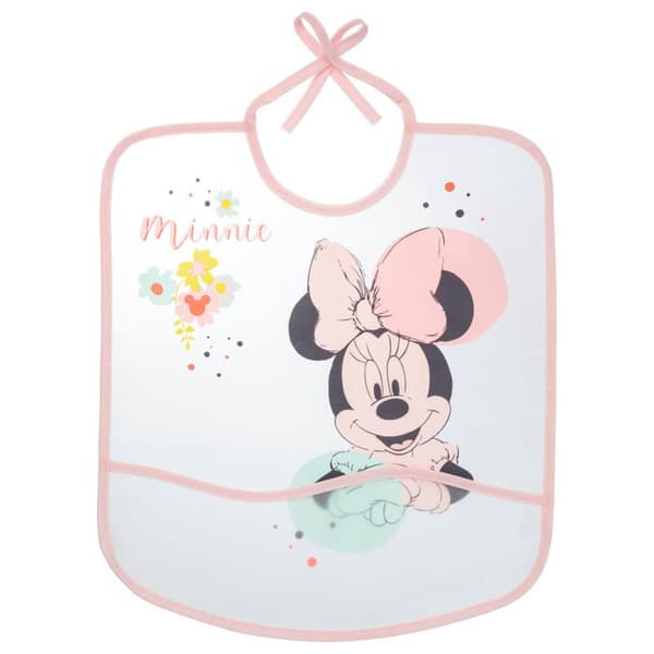 Disney - Minnie - 1:a ålders haklappar med ficka Blommönster - 28 x 32 cm