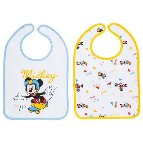 Set med 2 Mickey Sport haklappar 6 månader - Disney Baby - mjuk och absorberande